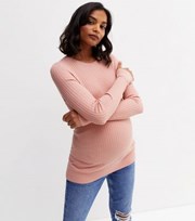 New Look Maternity Mid Pink Ribbed Crew Neck Jumper